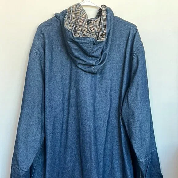 Hooded and Zippered Denim Jacket - Picture 2 of 2